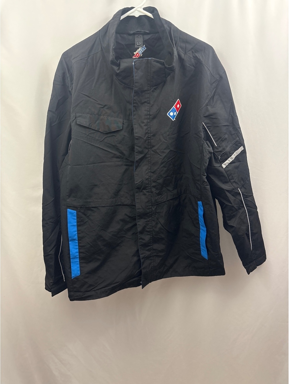 Domino's Men’s Black Blue Work Jacket Size Large Employee Logo Pizza Delivery